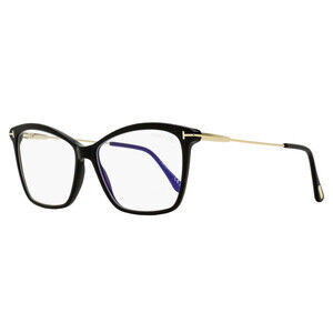 Tom Ford Butterfly Blue Block Eyeglasses TF5687-B 001 Black/Gold 56mm FT5687